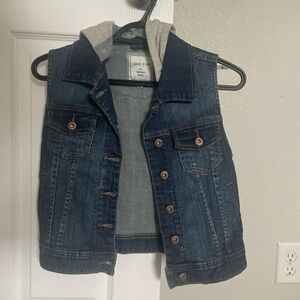 Denim Vest with Gray Hood